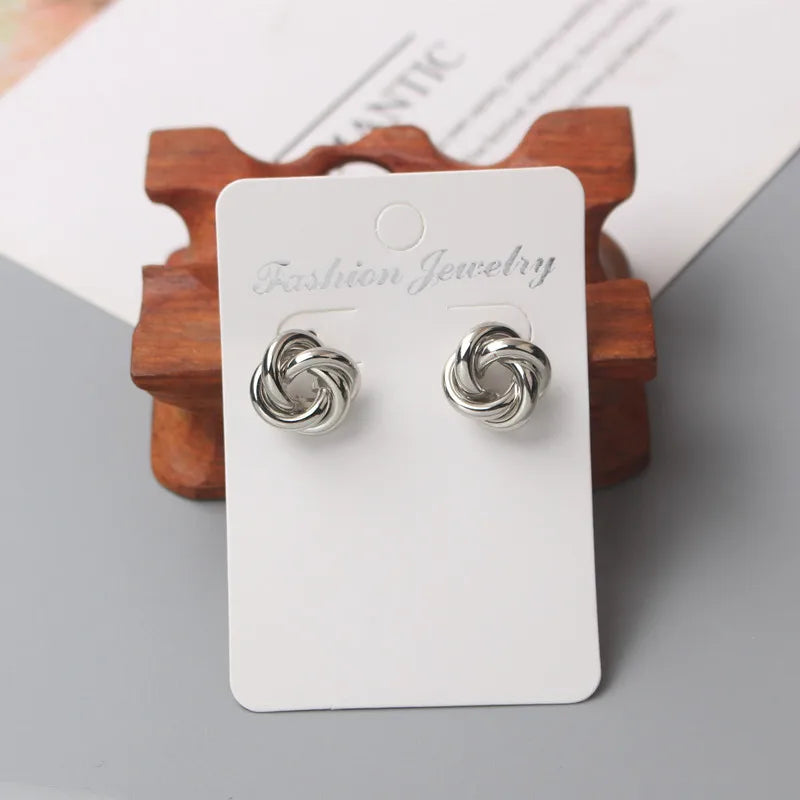 Small Metal Stud Earrings For Women Gold & Silver Colored