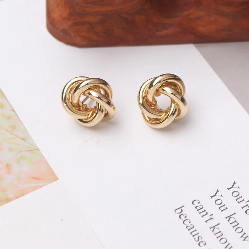 Small Metal Stud Earrings For Women Gold & Silver Colored