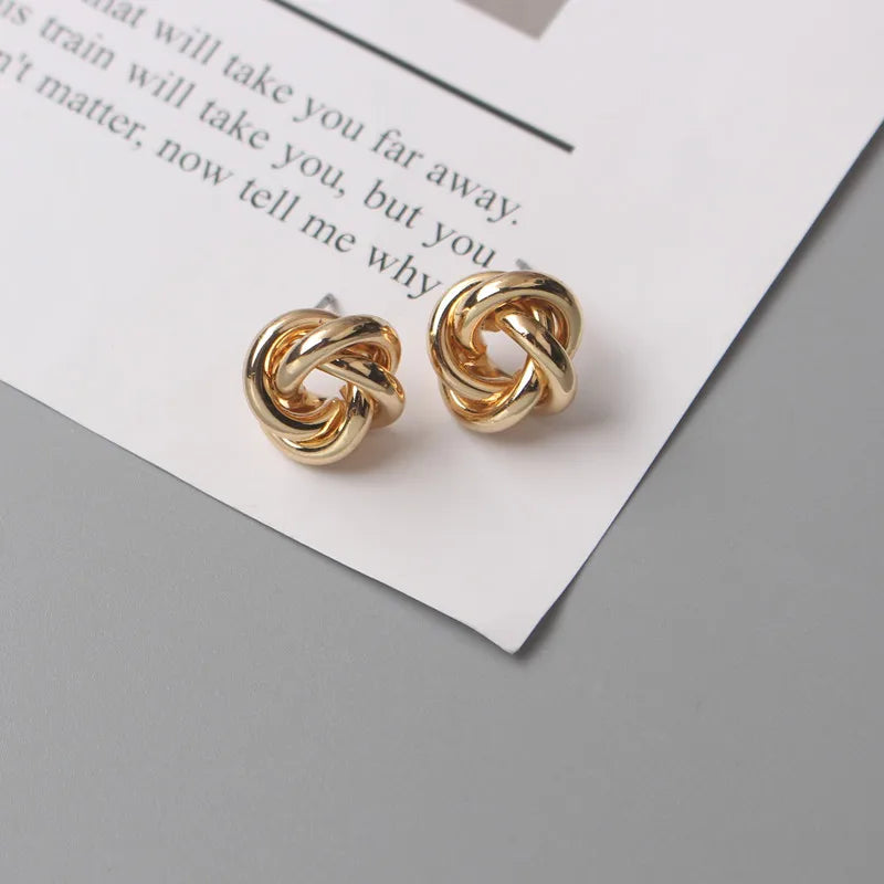 Small Metal Stud Earrings For Women Gold & Silver Colored