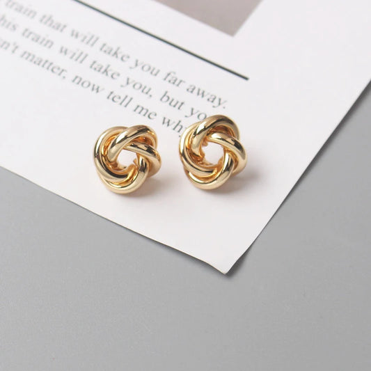 Small Metal Stud Earrings For Women Gold & Silver Colored