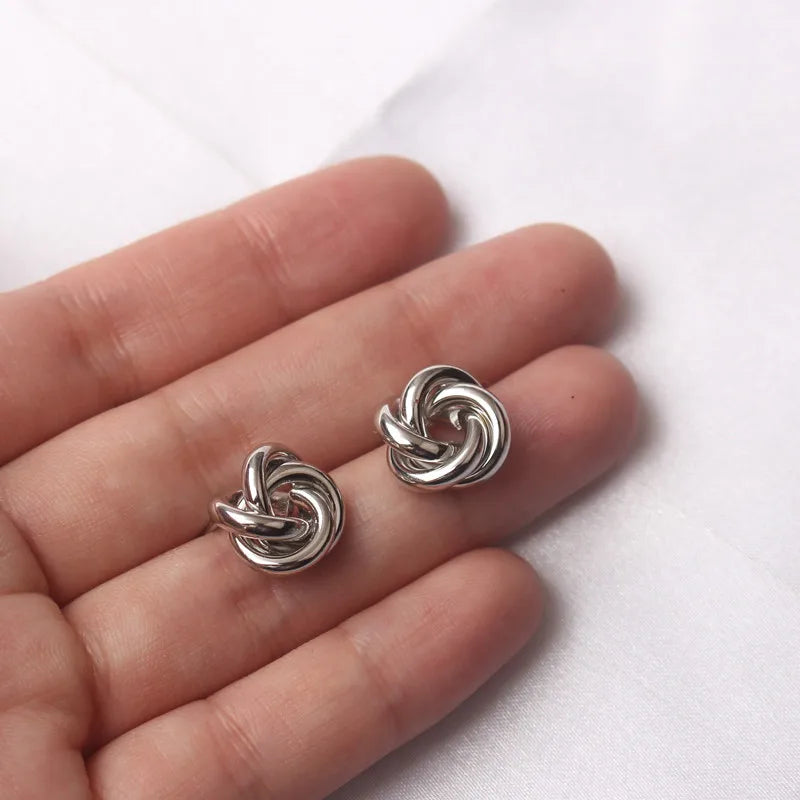 Small Metal Stud Earrings For Women Gold & Silver Colored