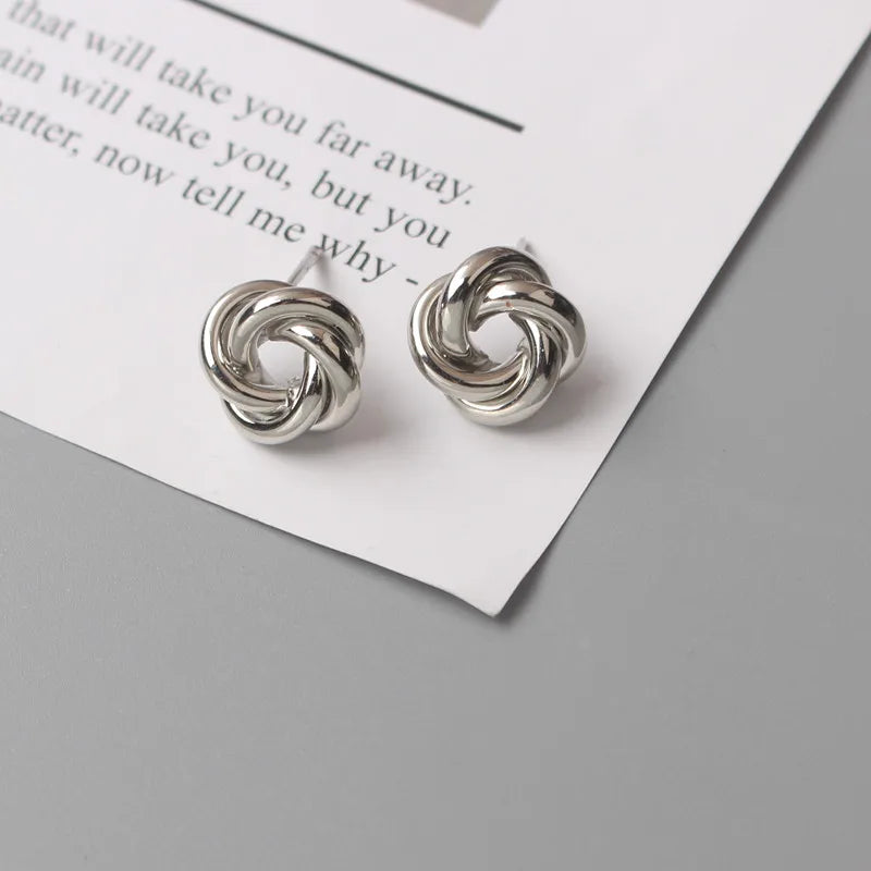 Small Metal Stud Earrings For Women Gold & Silver Colored