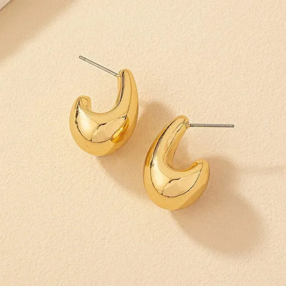 Chunky Drop Earrings For Women Gold Plated Stainless Steel