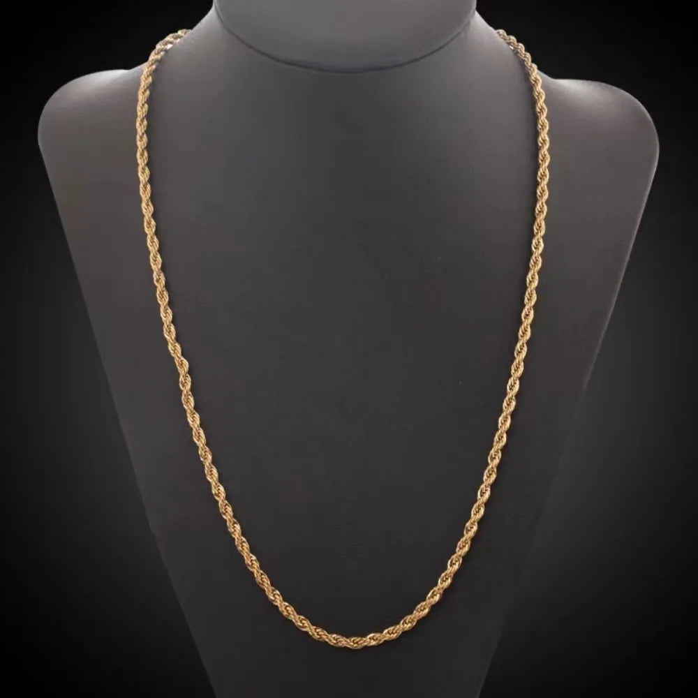 Gold Rope Chain Necklace For Women And Man Fashion