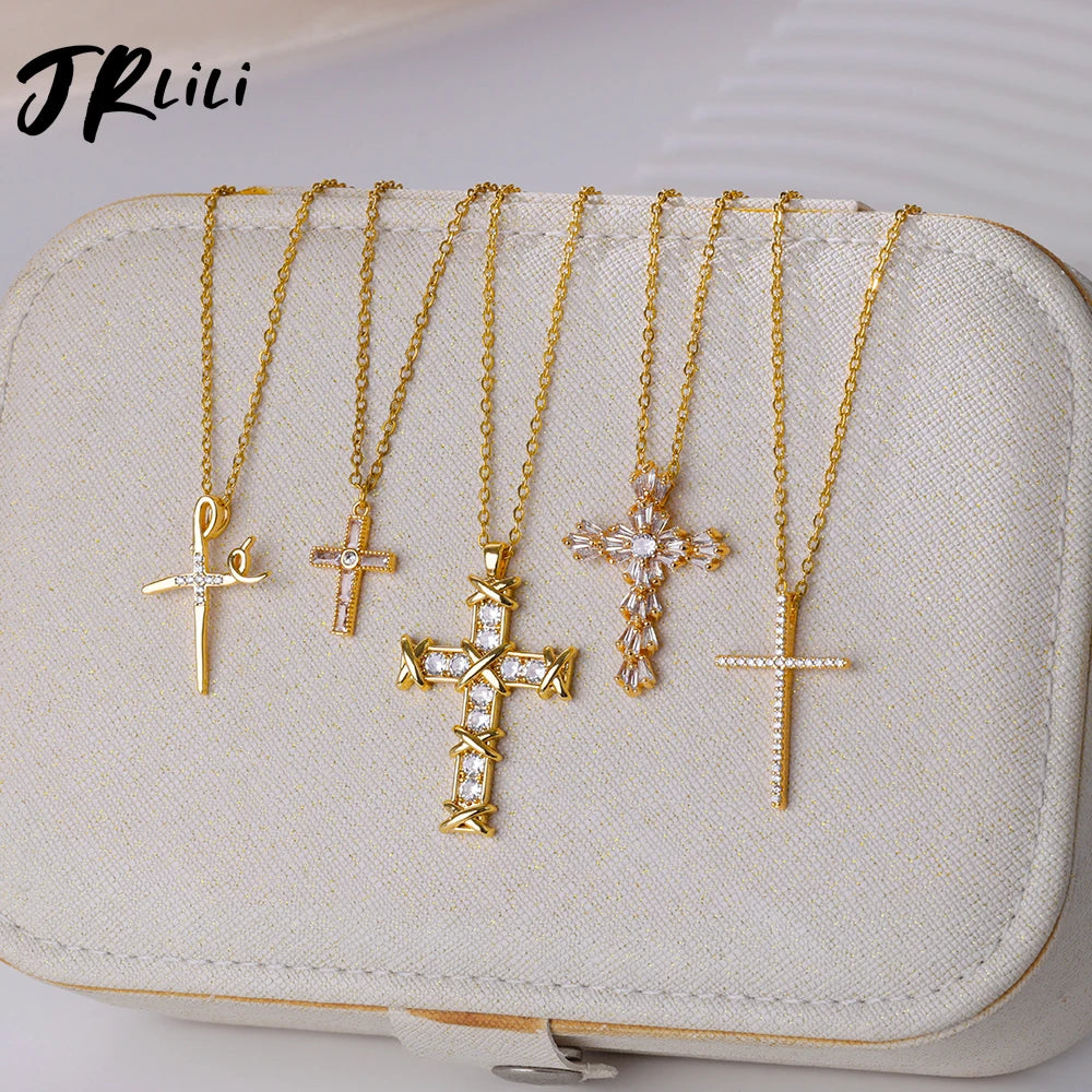 Zircon Cross Necklace For Women