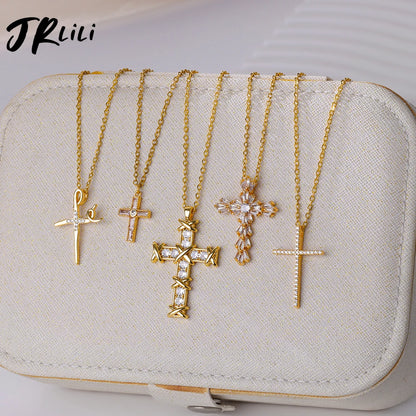 Zircon Cross Necklace For Women