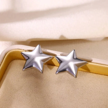 Stainless Steel Star Hoop Earrings For Women