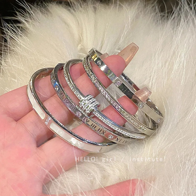 Silver Color Bangles Bracelet For Women