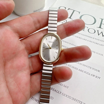 Women Stainless Steel Oval Quartz Watch