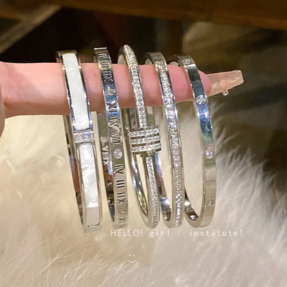 Silver Color Bangles Bracelet For Women