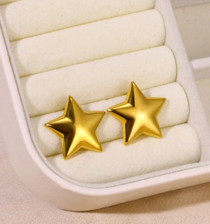 Stainless Steel Star Hoop Earrings For Women