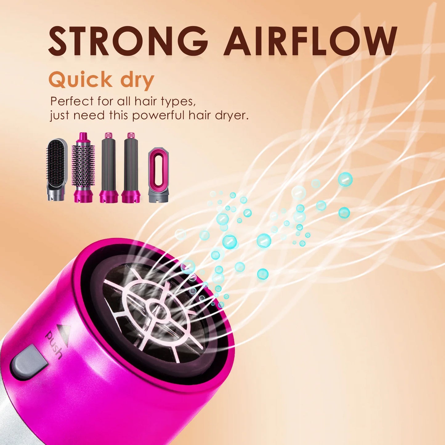 5 in 1 Hair Dryer Hot Comb Set Professional Curling Iron Hair Straightener Styling Tool