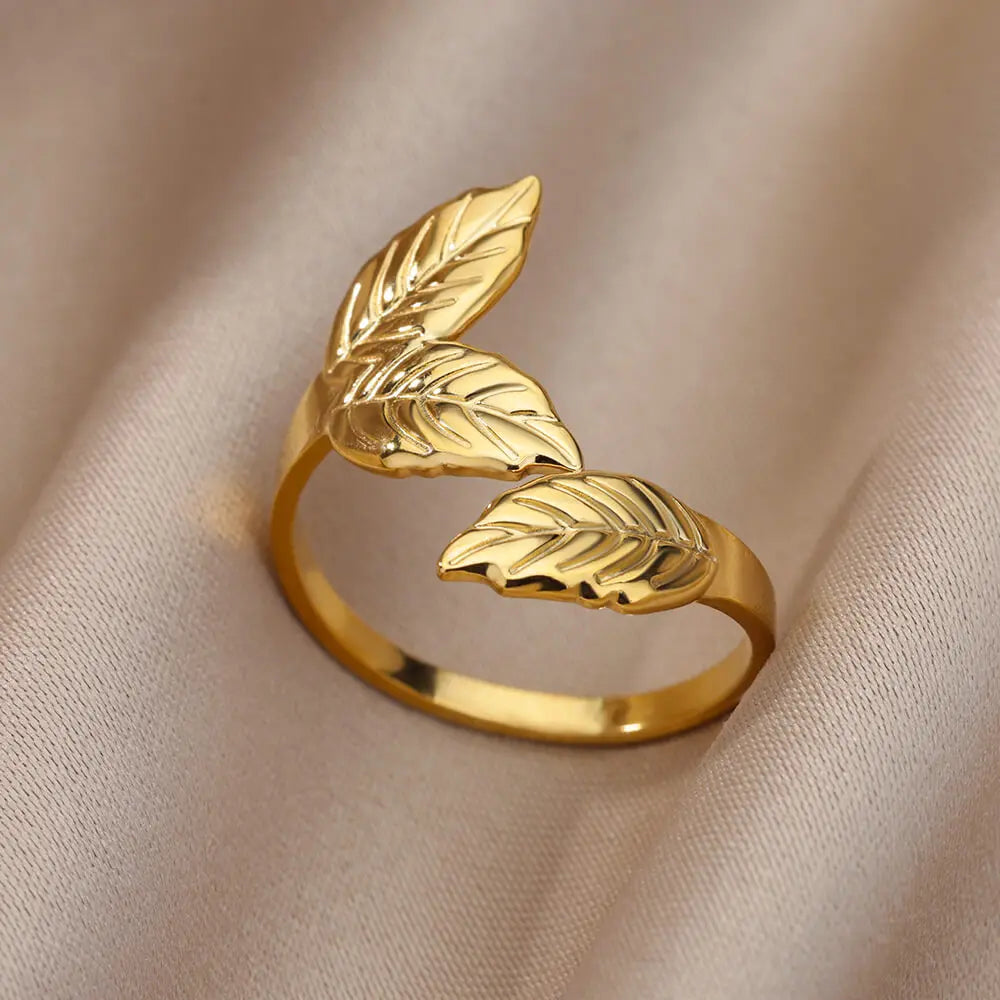 Stainless Steel Trendy Gold Color Ring For Women