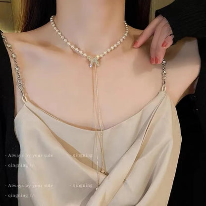 Women's Neck Gold Color Goth Pearl Choker Necklace