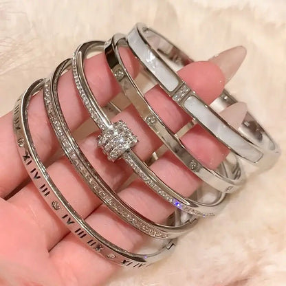 Silver Color Bangles Bracelet For Women