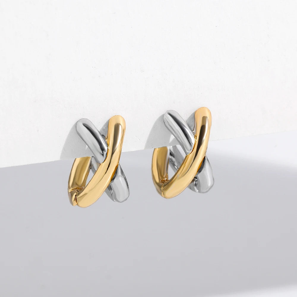 New Gold&Silver Plated Geometric Circle Hoop Earrings For Women