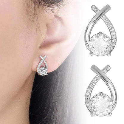 Fashion  Elegant Crystal Cross Stud Earrings For Women