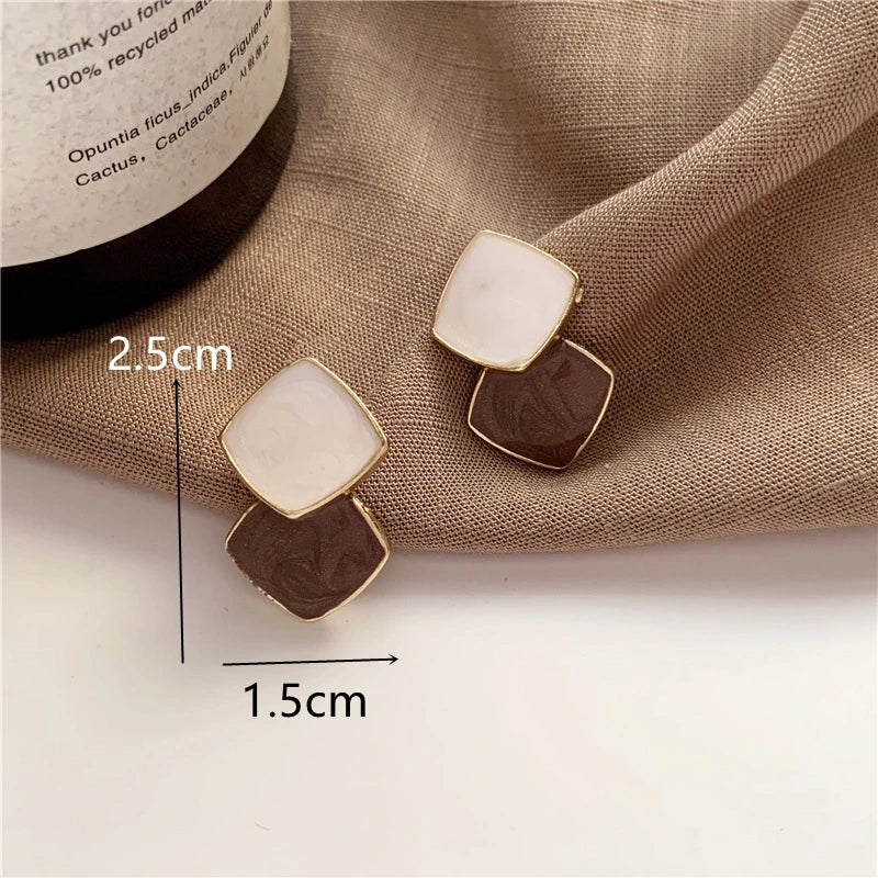 Retro Metal Gold Color Multiple Small Circle Stud Earrings For Women