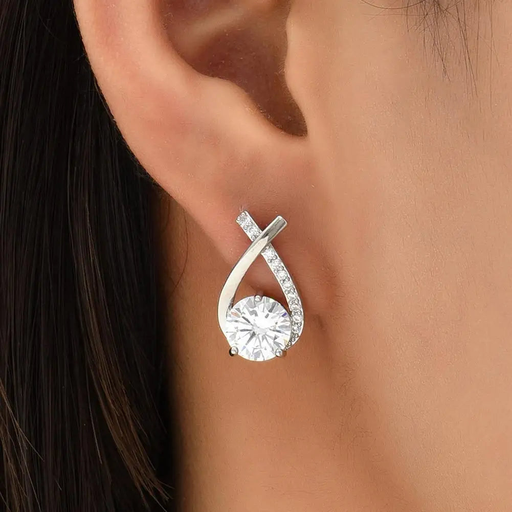 Fashion  Elegant Crystal Cross Stud Earrings For Women