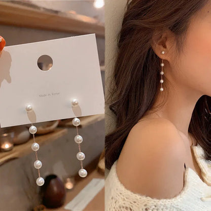 New Trend Minimalist Pearl Long Earrings