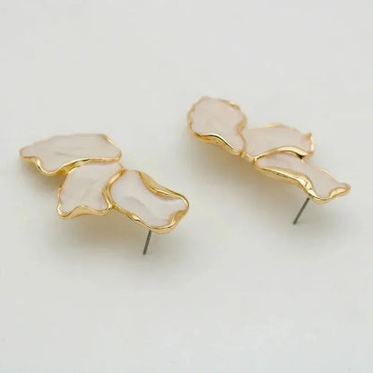 Metal Flower Stud Gold Color Earrings For Women