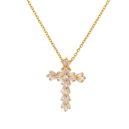 Zircon Cross Necklace For Women