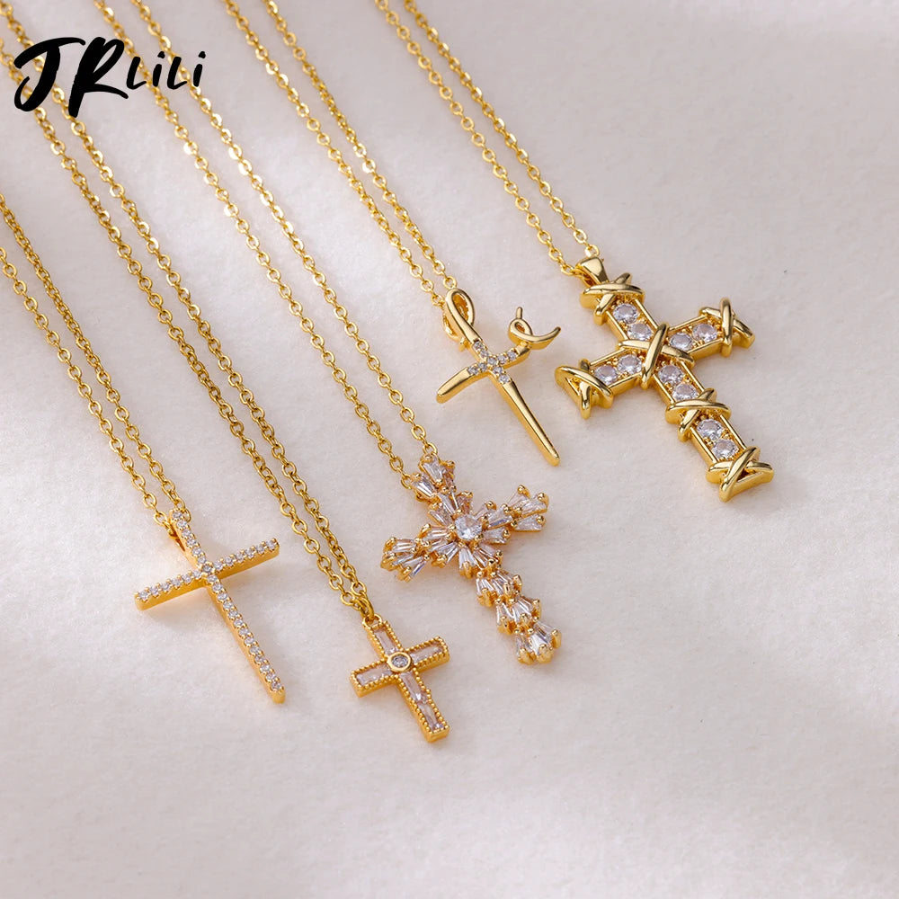 Zircon Cross Necklace For Women