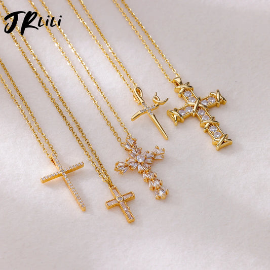 Zircon Cross Necklace For Women