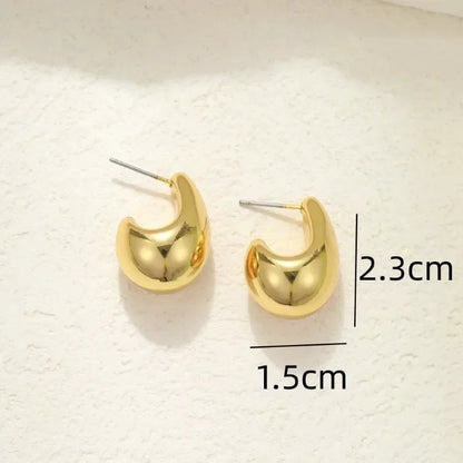 Chunky Drop Earrings For Women Gold Plated Stainless Steel