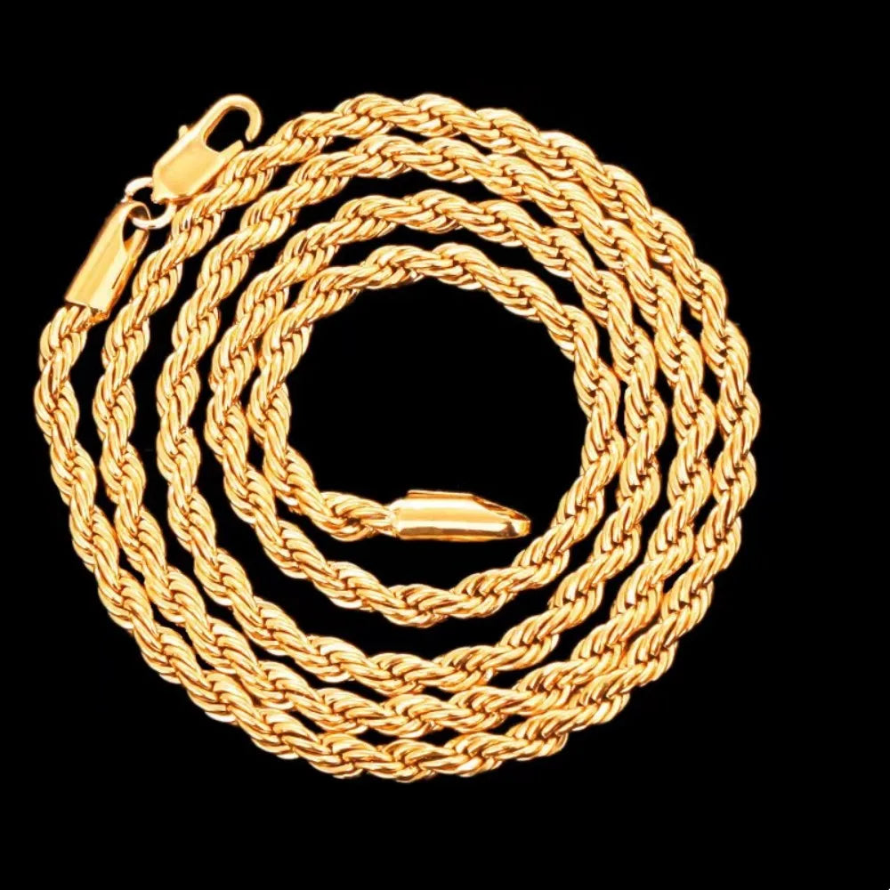 Gold Rope Chain Necklace For Women And Man Fashion