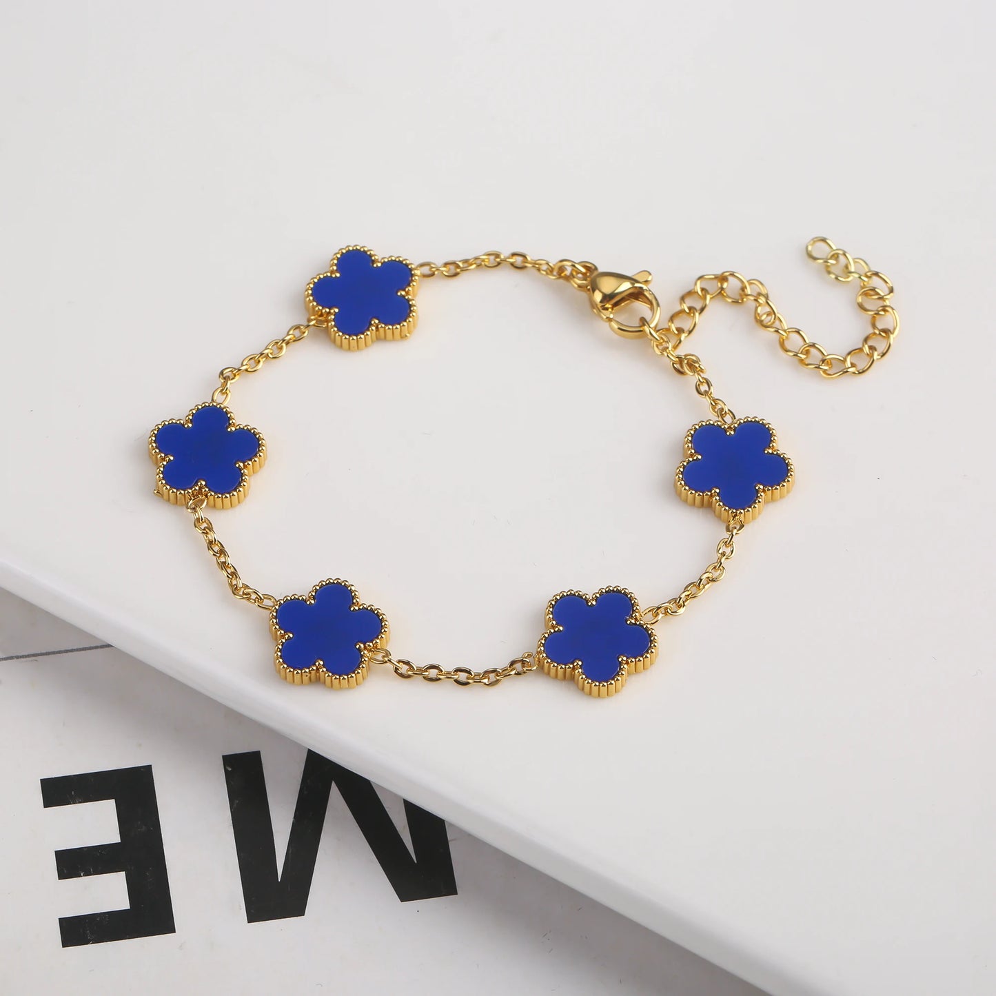 New Designed Gold Plated Stainless Steel 316 Flower Bracelet With Five Leaf Petals  
Women's Luxury Fashion