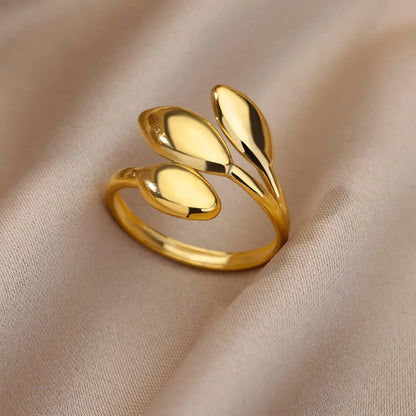 Stainless Steel Trendy Gold Color Ring For Women