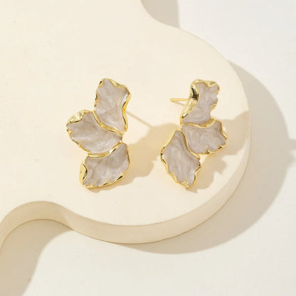 Metal Flower Stud Gold Color Earrings For Women