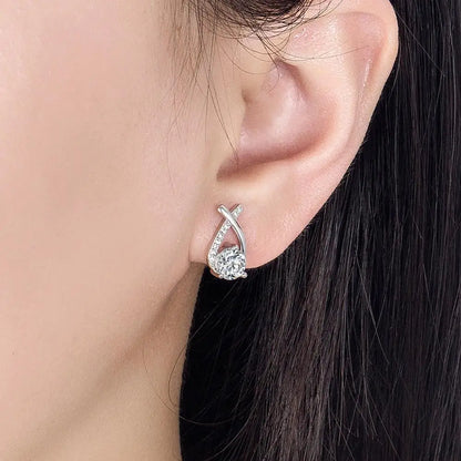 Fashion  Elegant Crystal Cross Stud Earrings For Women