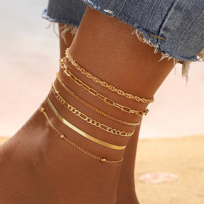 7pc/set Bohemian Starfish Anklet Set For Summer Beach