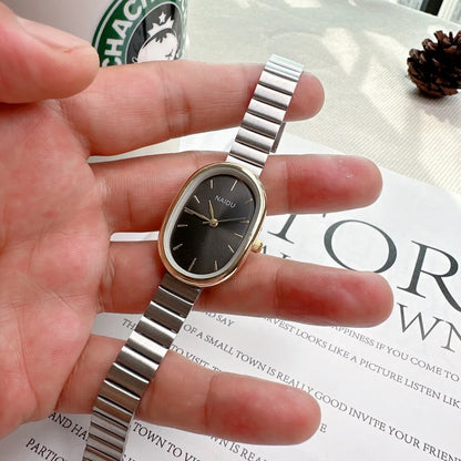 Women Stainless Steel Oval Quartz Watch