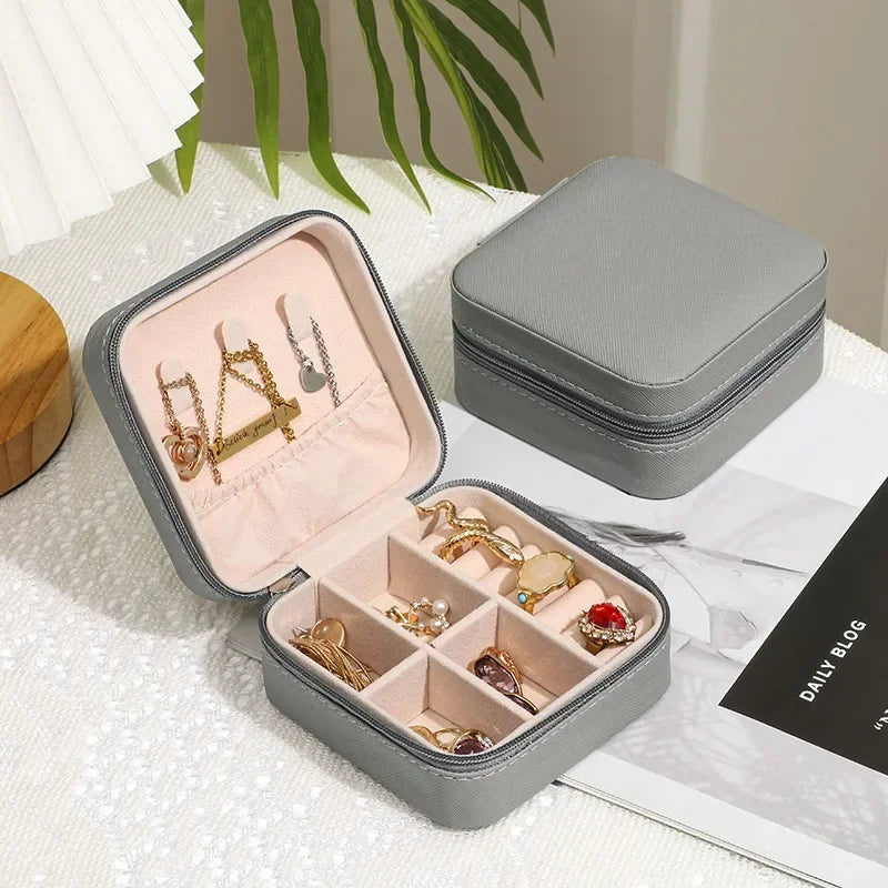 Jewelry Organizer Display Travel Jewelry Case Boxes Portable Jewelry Box Leather Storage