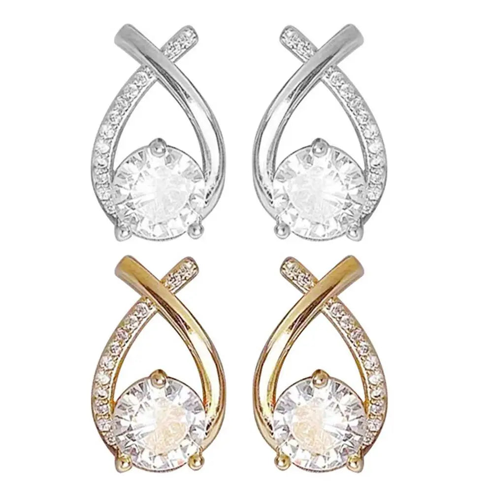 Fashion  Elegant Crystal Cross Stud Earrings For Women