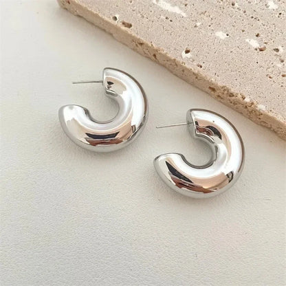 Chunky Drop Earrings For Women Gold Plated Stainless Steel