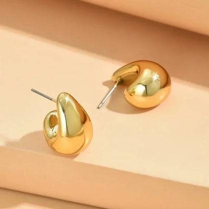 Chunky Drop Earrings For Women Gold Plated Stainless Steel