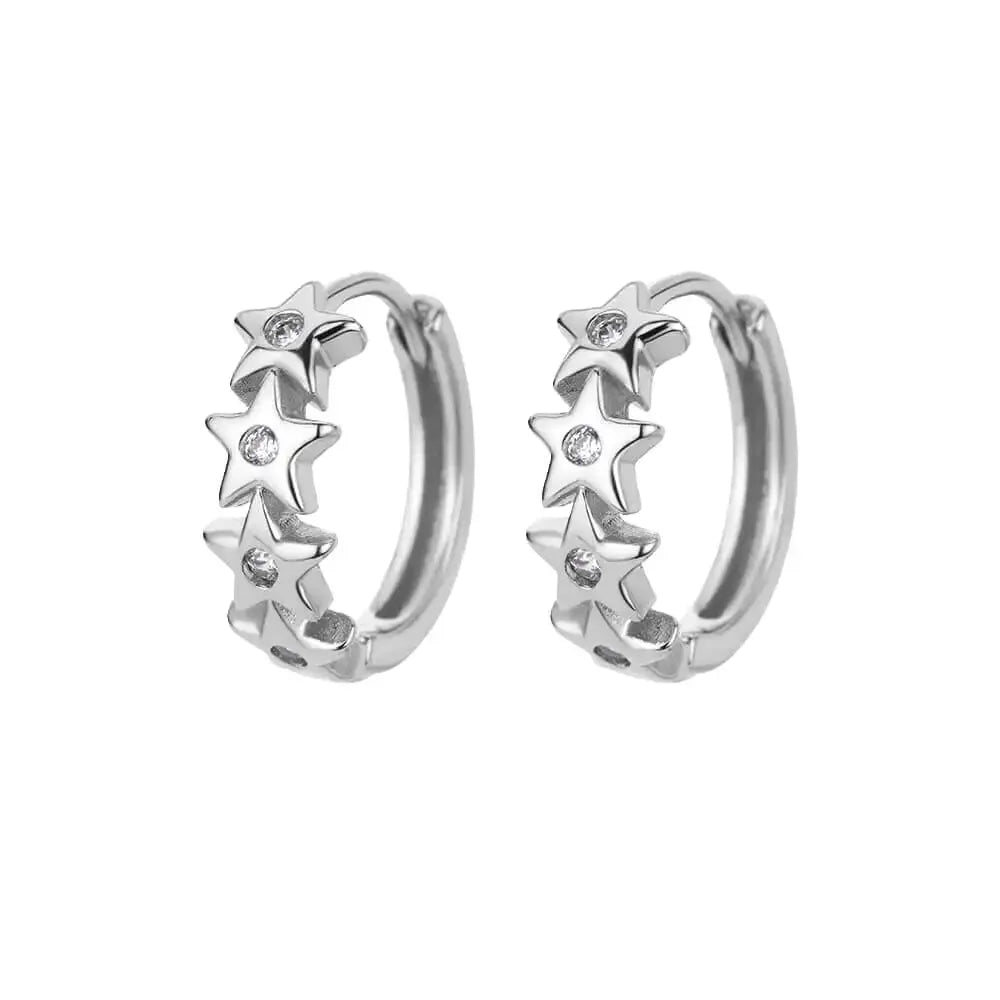 Stainless Steel Star Hoop Earrings For Women