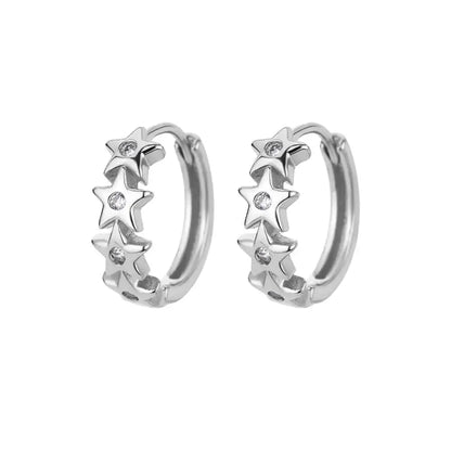 Stainless Steel Star Hoop Earrings For Women