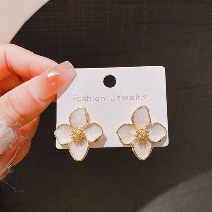 Dropped Glaze Flower Stud Earrings for Women