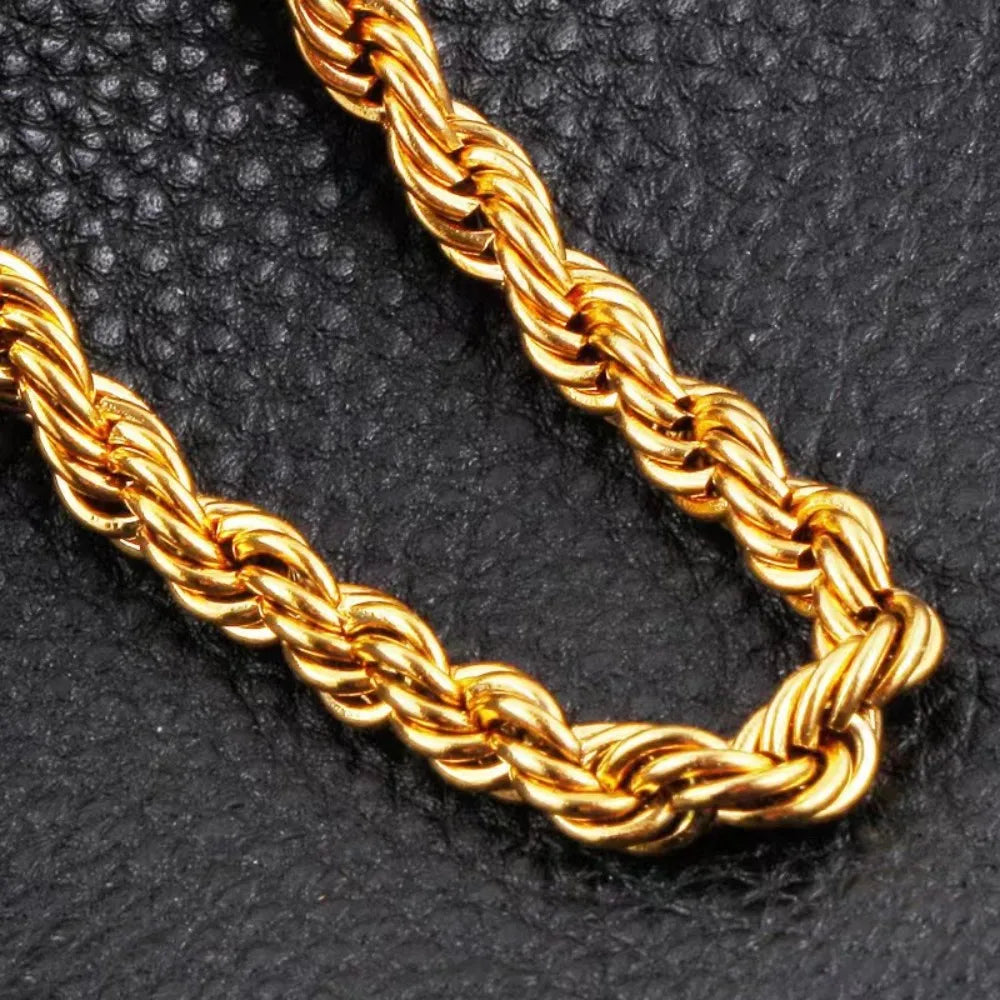 Gold Rope Chain Necklace For Women And Man Fashion