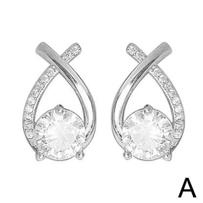 Fashion  Elegant Crystal Cross Stud Earrings For Women