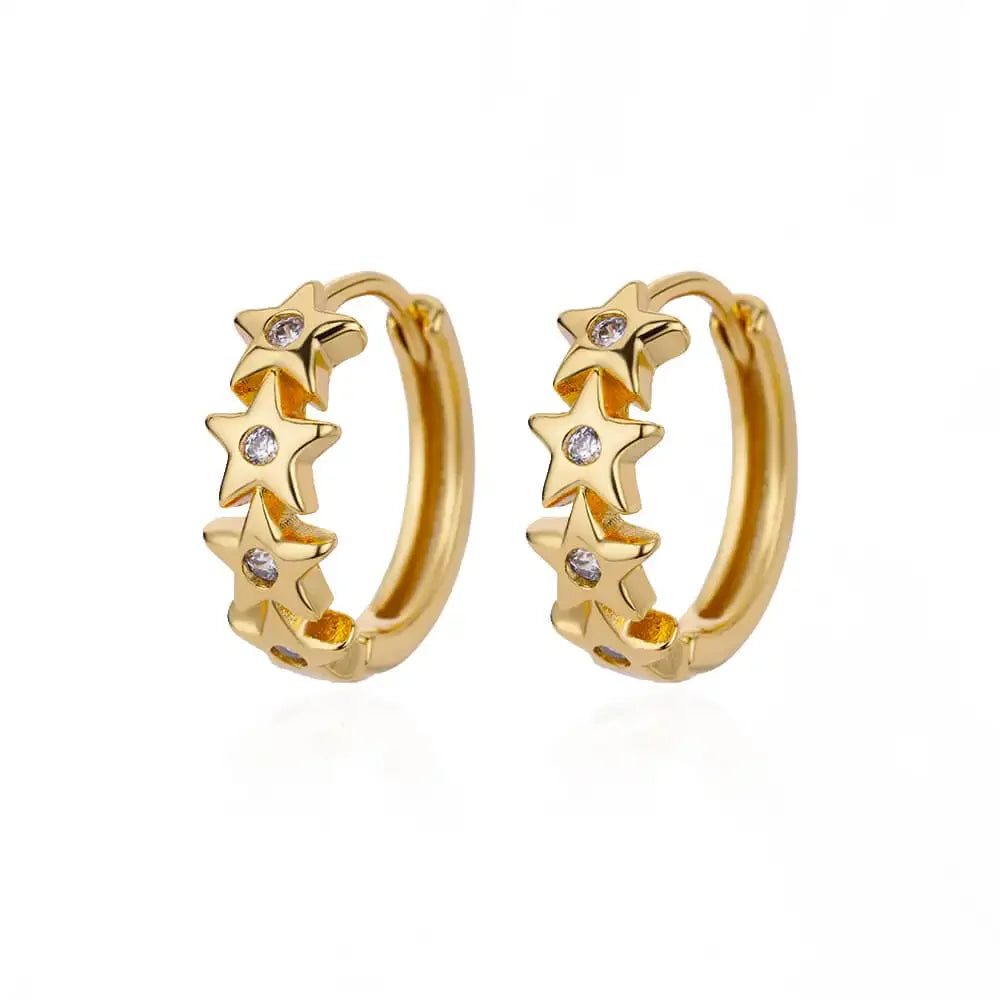 Stainless Steel Star Hoop Earrings For Women