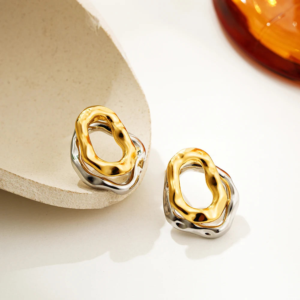 New Gold&Silver Plated Geometric Circle Hoop Earrings For Women