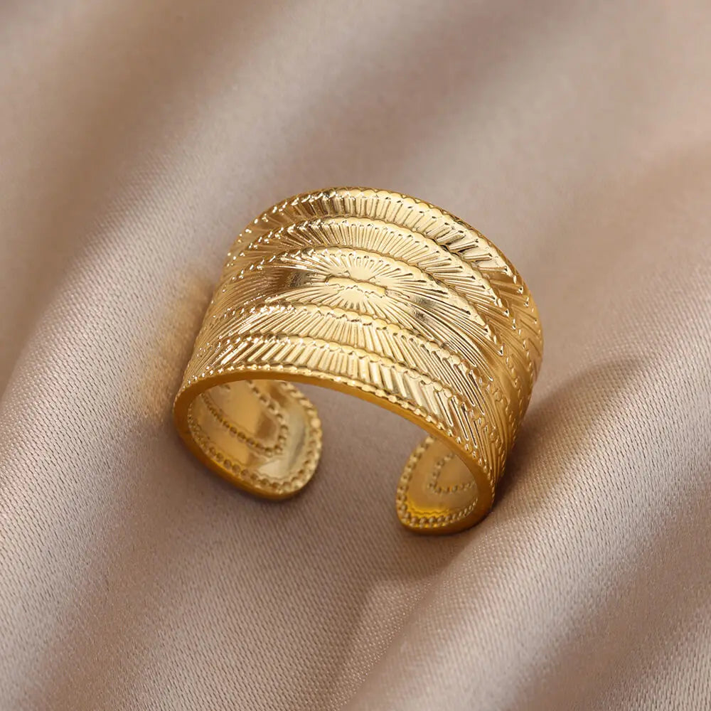 Stainless Steel Trendy Gold Color Ring For Women