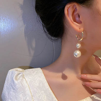 New Trend Minimalist Pearl Long Earrings