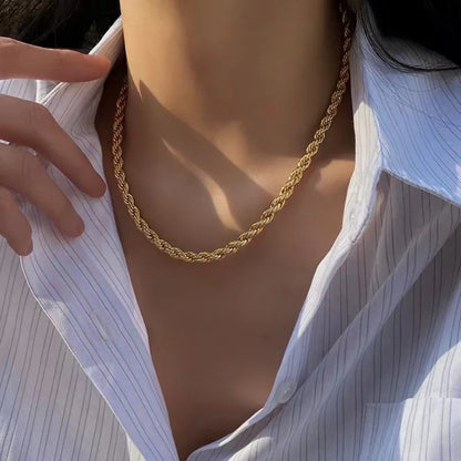 Gold Rope Chain Necklace For Women And Man Fashion